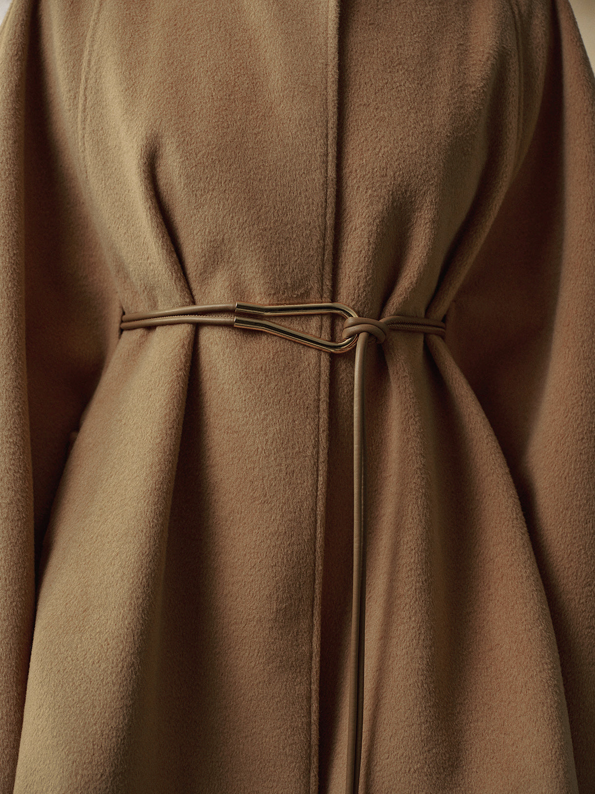 Stand Collar Lariat-Belted Warm Cloak-Massicos