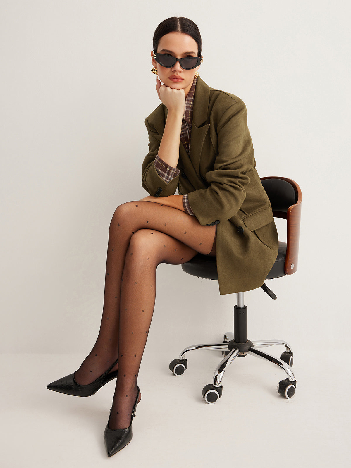 Suede Back-Slit Blazer-Massicos
