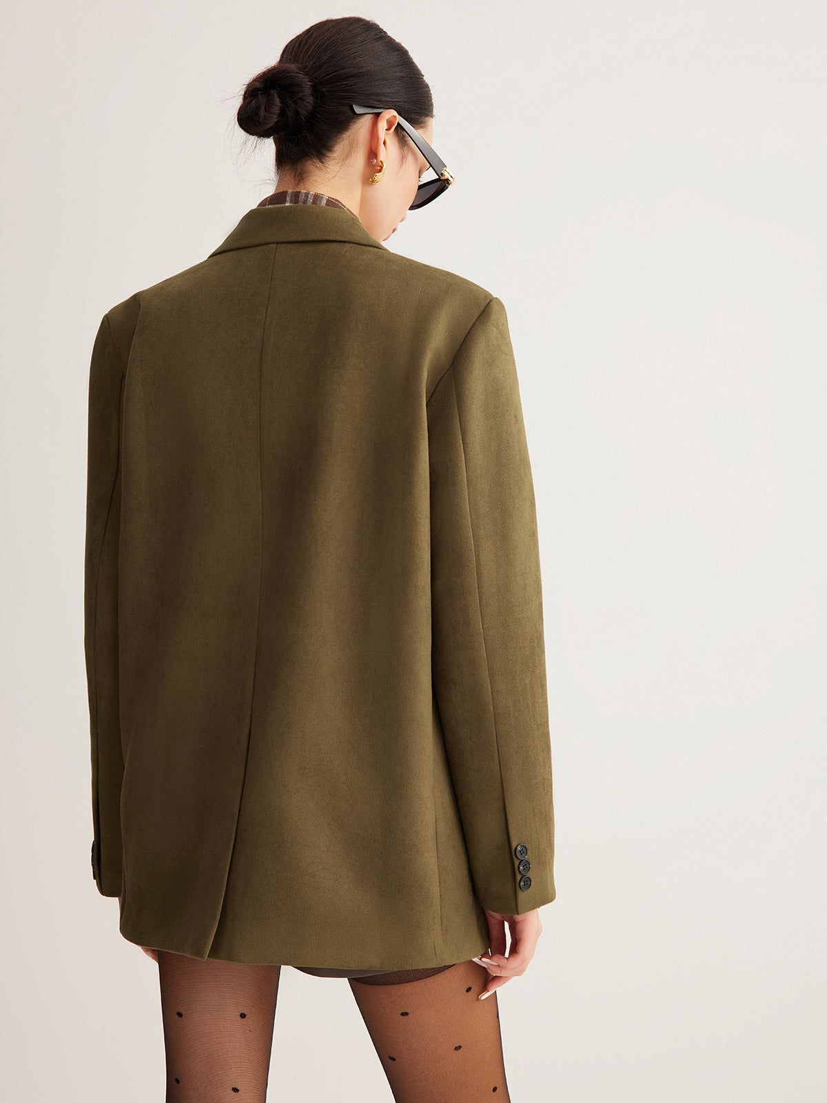 Suede Back-Slit Blazer-Massicos