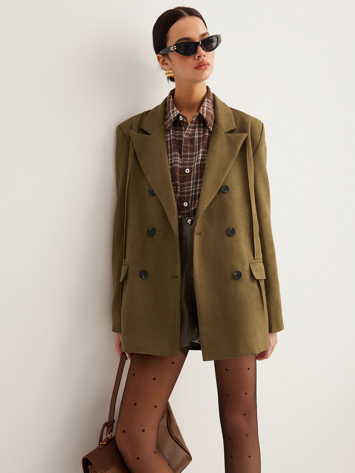 Suede Back-Slit Blazer-Massicos