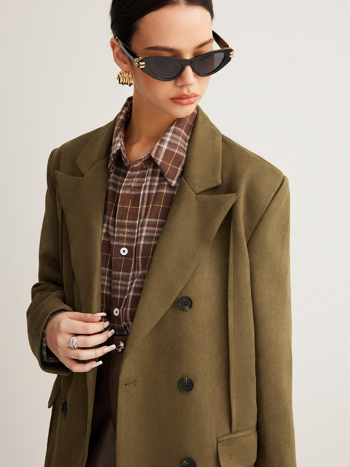 Suede Back-Slit Blazer-Massicos