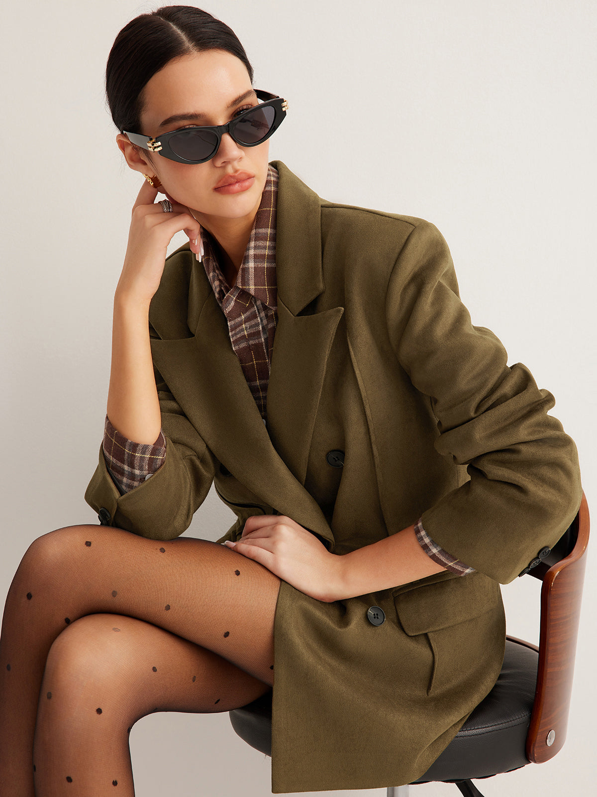 Suede Back-Slit Blazer-Massicos