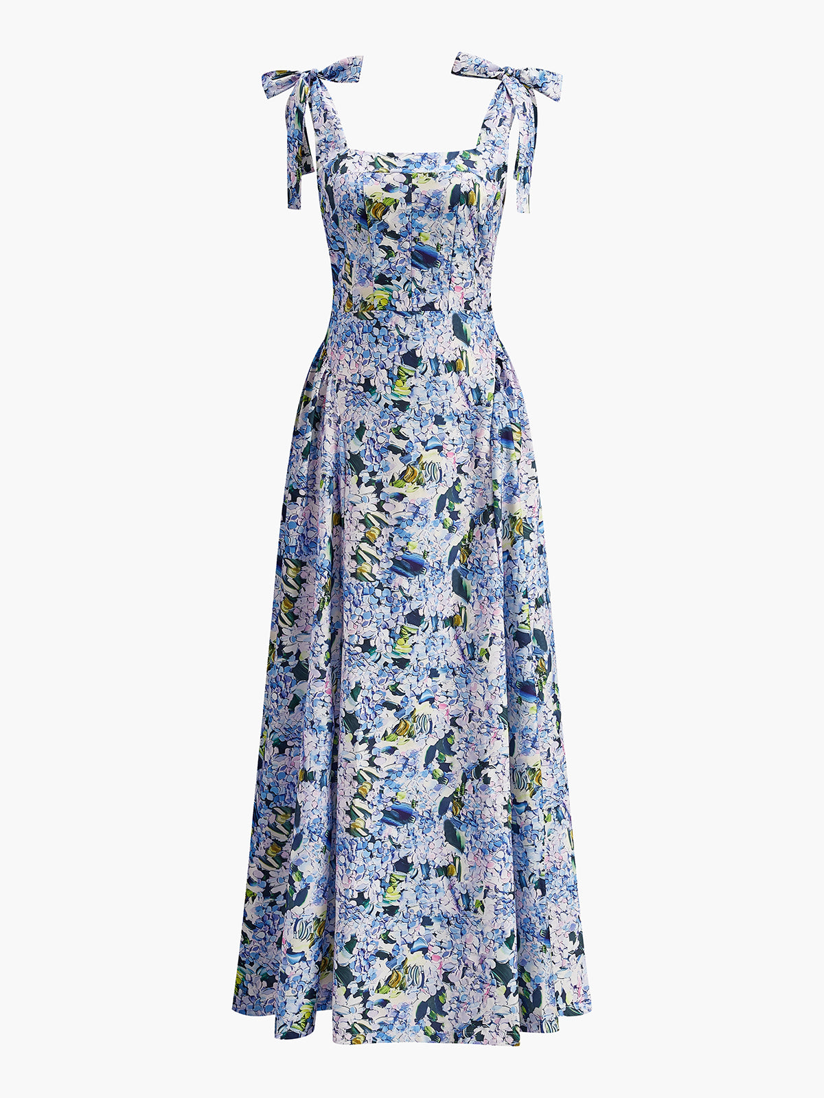 Floral Print Tie-Strap Dress-Massicos