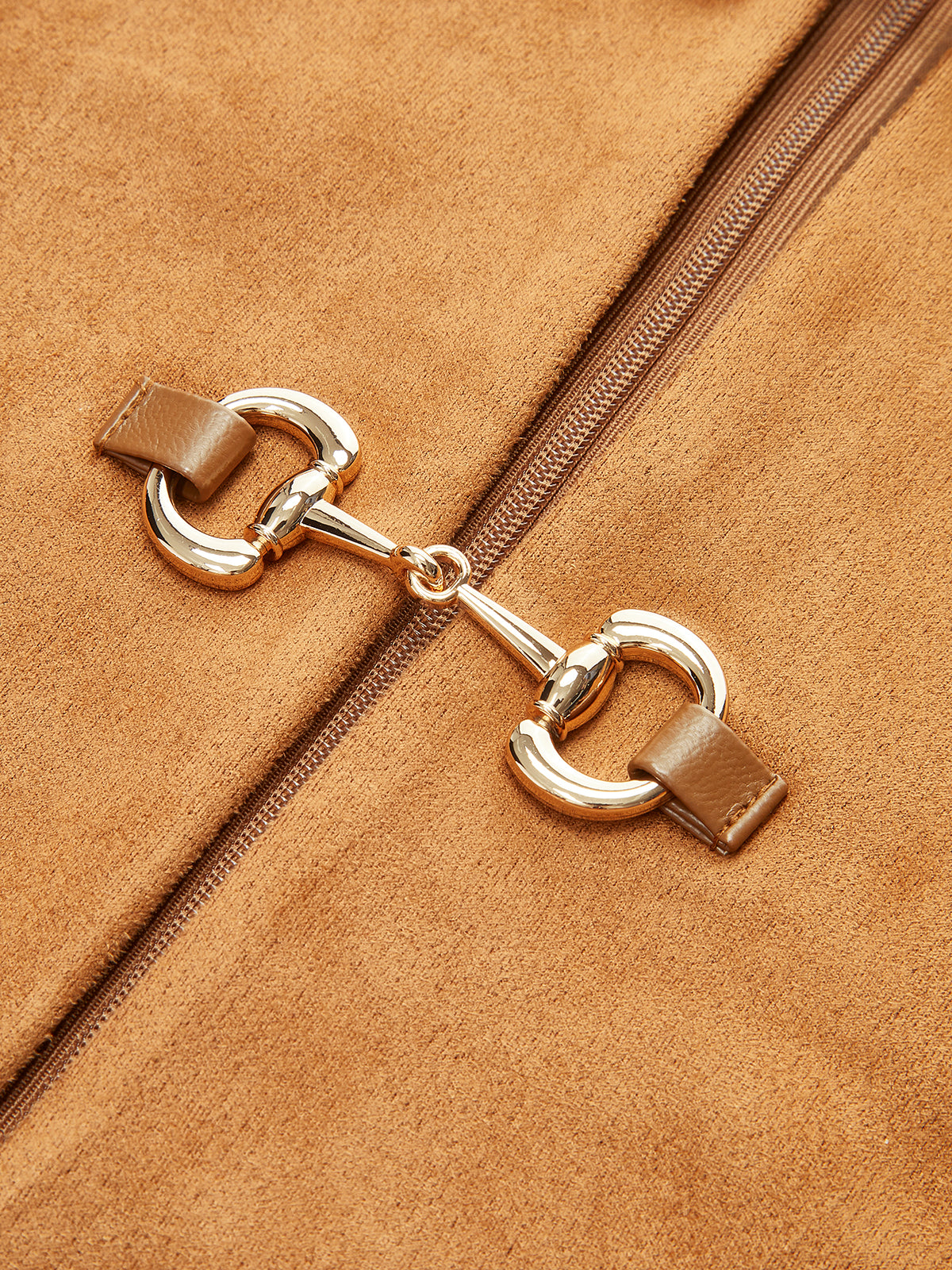Suede Metal-Detail Short Dress-Massicos