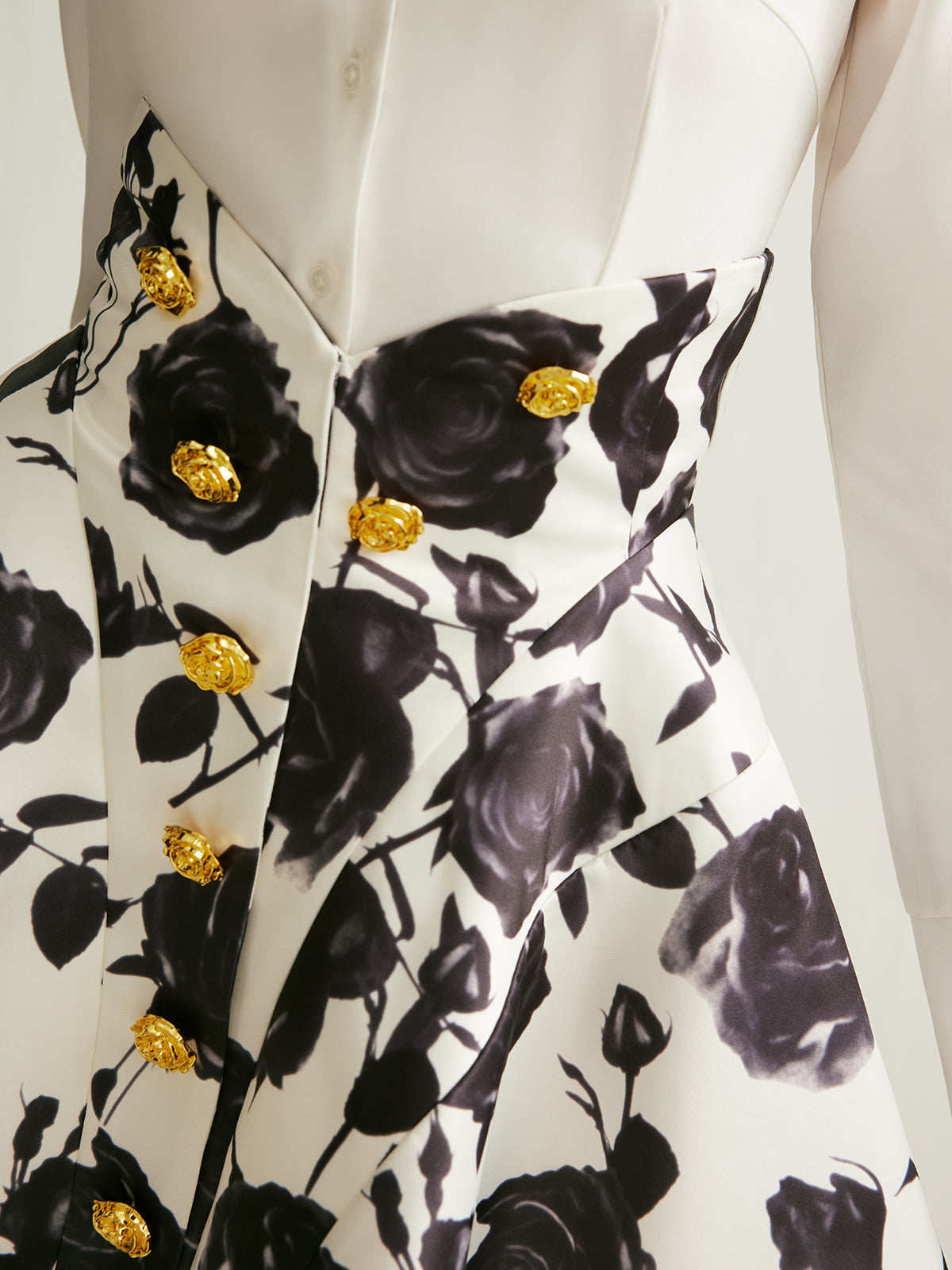 Floral Print Button-Detail Skirt-Massicos