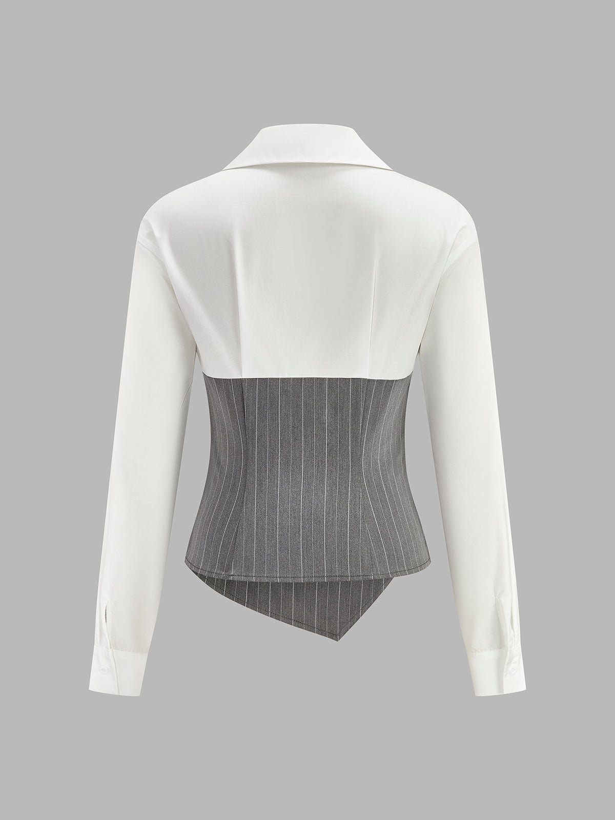Color Block Striped Asymmetrical Shirt-Massicos