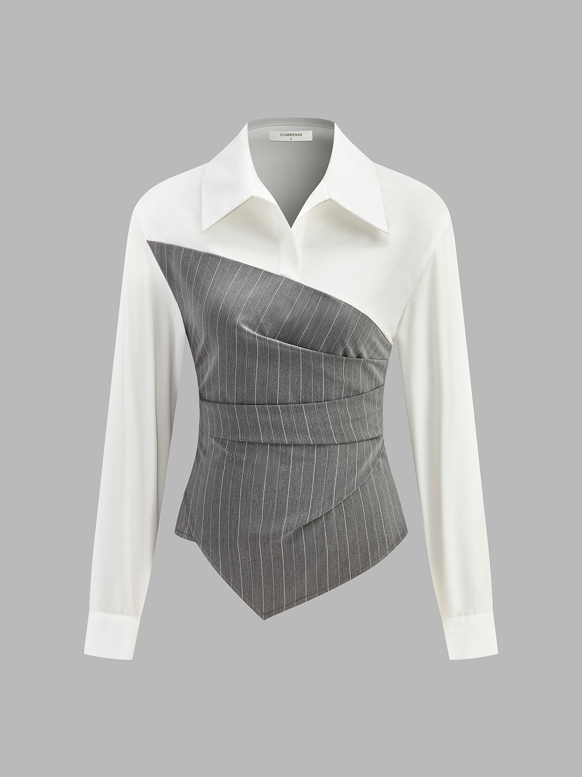 Color Block Striped Asymmetrical Shirt-Massicos