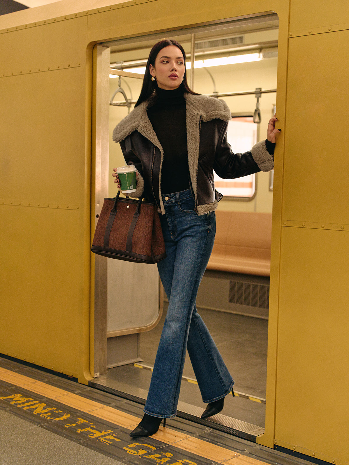 Teddy Faux Leather Zipper Jacket-Massicos
