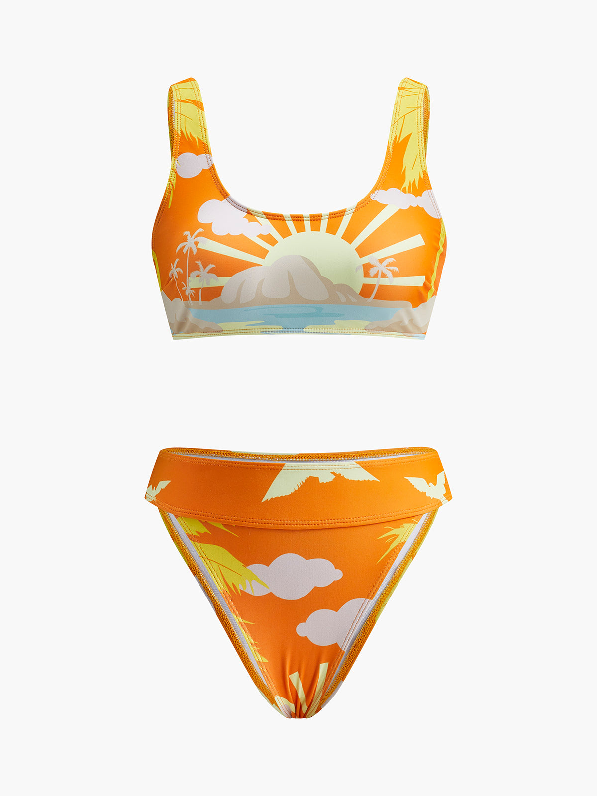Tropical Print Bikini Set-Massicos