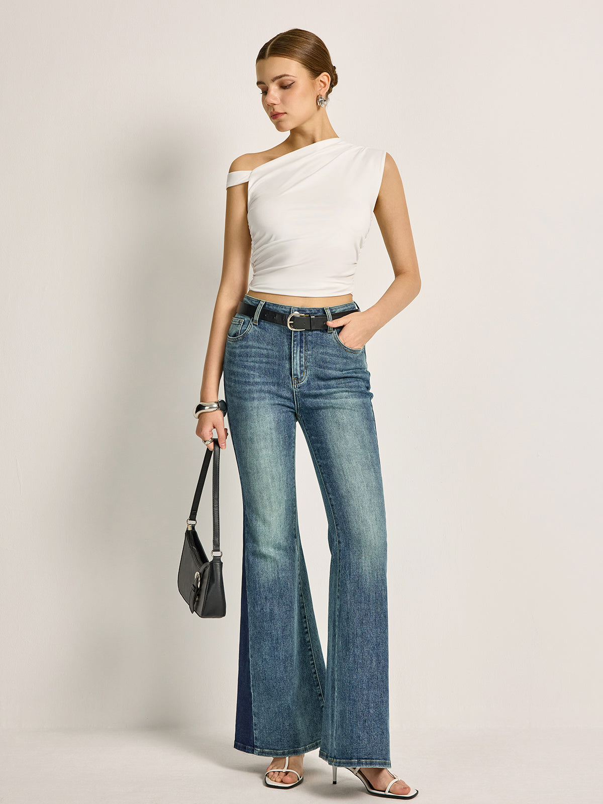 Asymmetrical Cutout Ribbed Top-Massicos