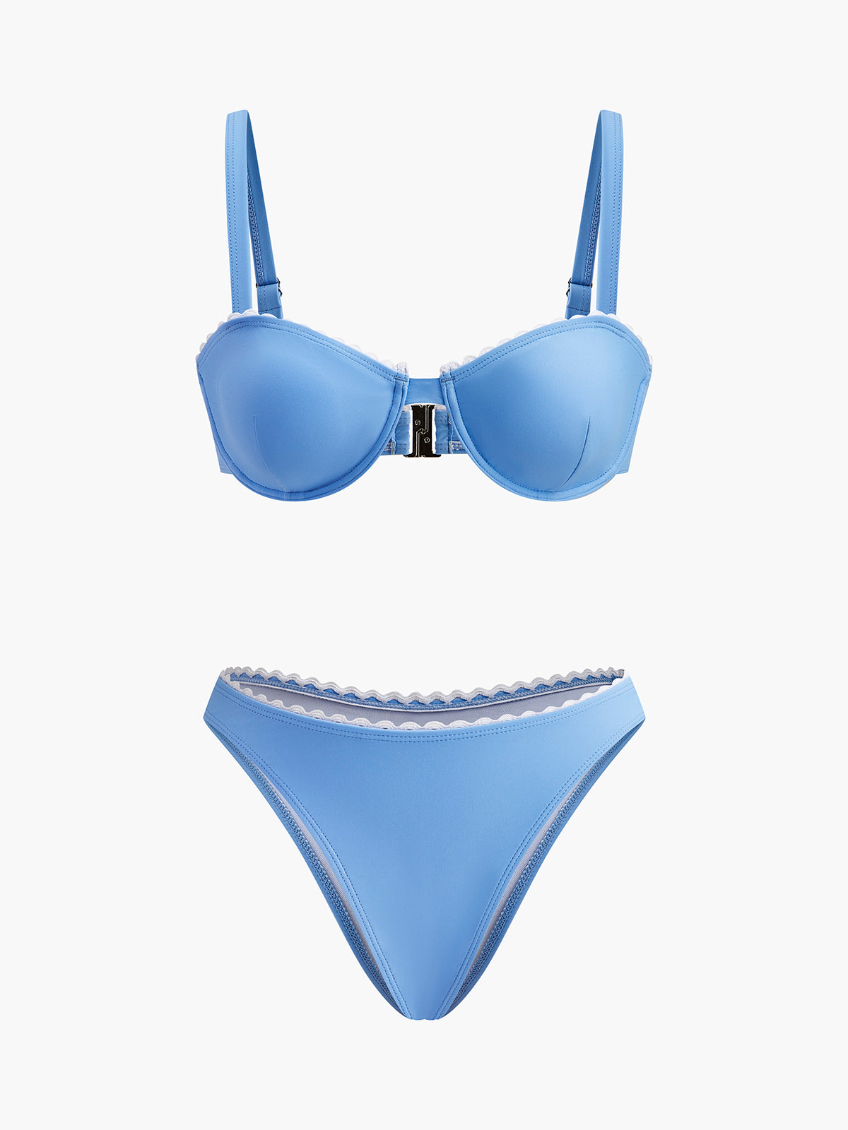 Scalloped Trim Bikini Set-Massicos