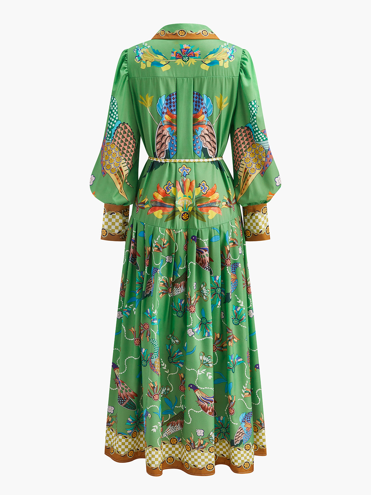 Boho Long Sleeve Button Floral Dress-Massicos