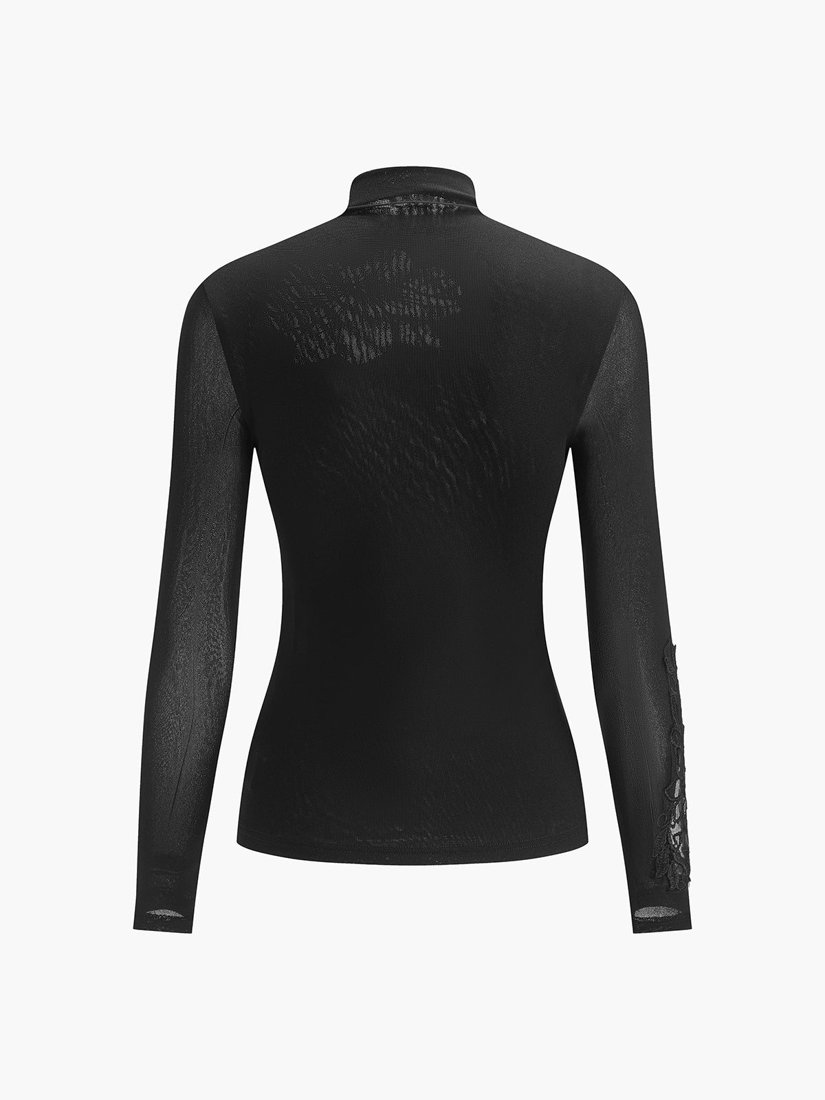 Semi-Sheer Mesh-Floral Slim Jersey Top-Massicos