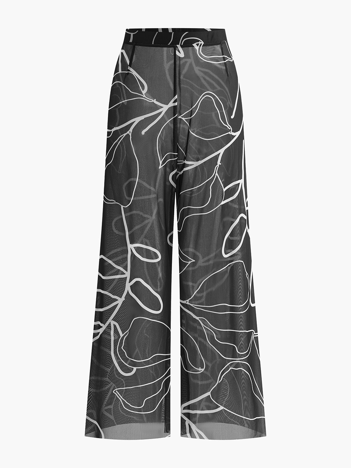 Sheer Printed Wide-Leg Cover-Up Pants-Massicos