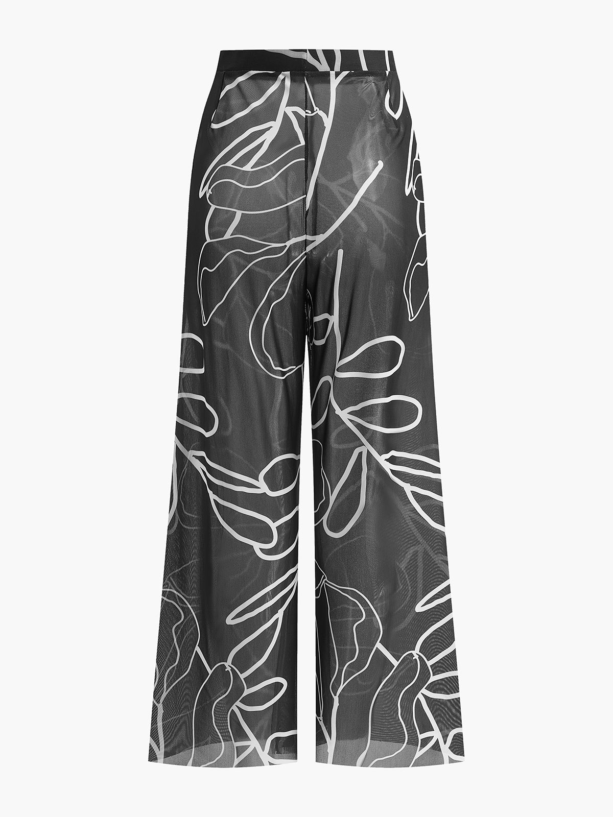Sheer Printed Wide-Leg Cover-Up Pants-Massicos