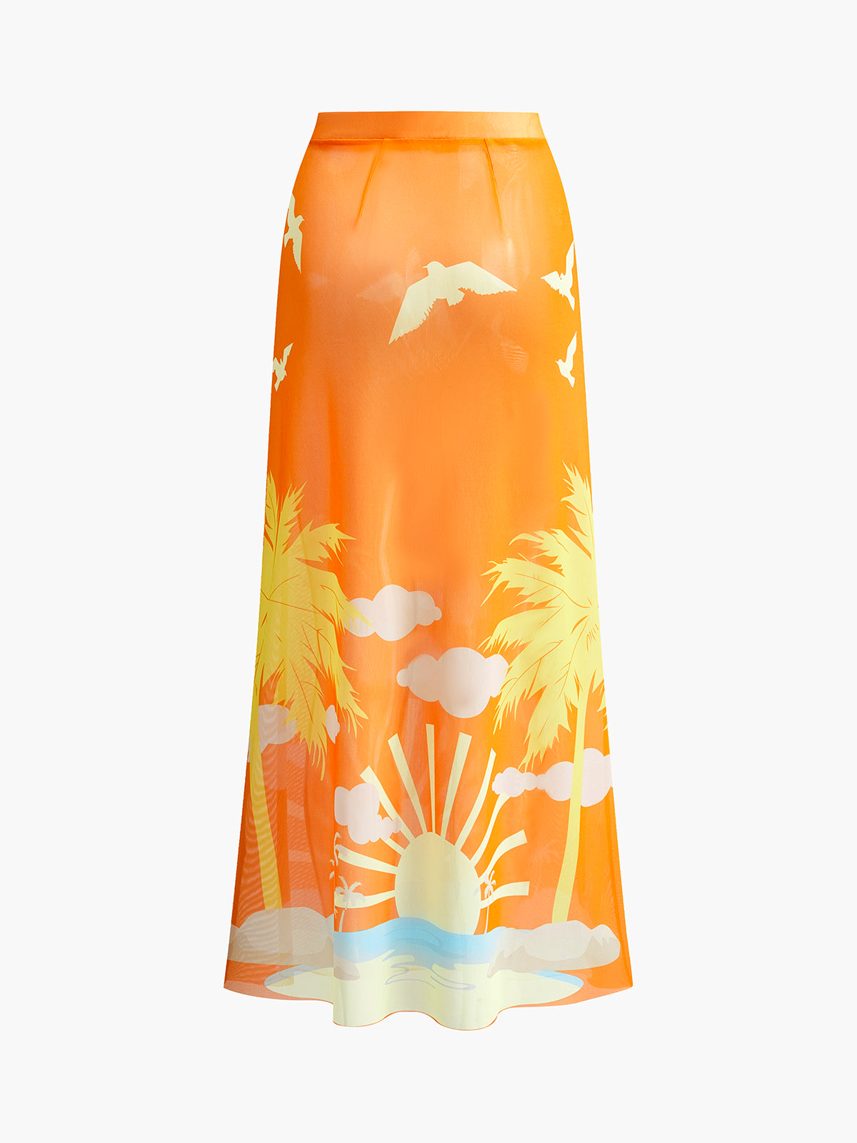 Tropical Print Cover-Up Skirt-Massicos