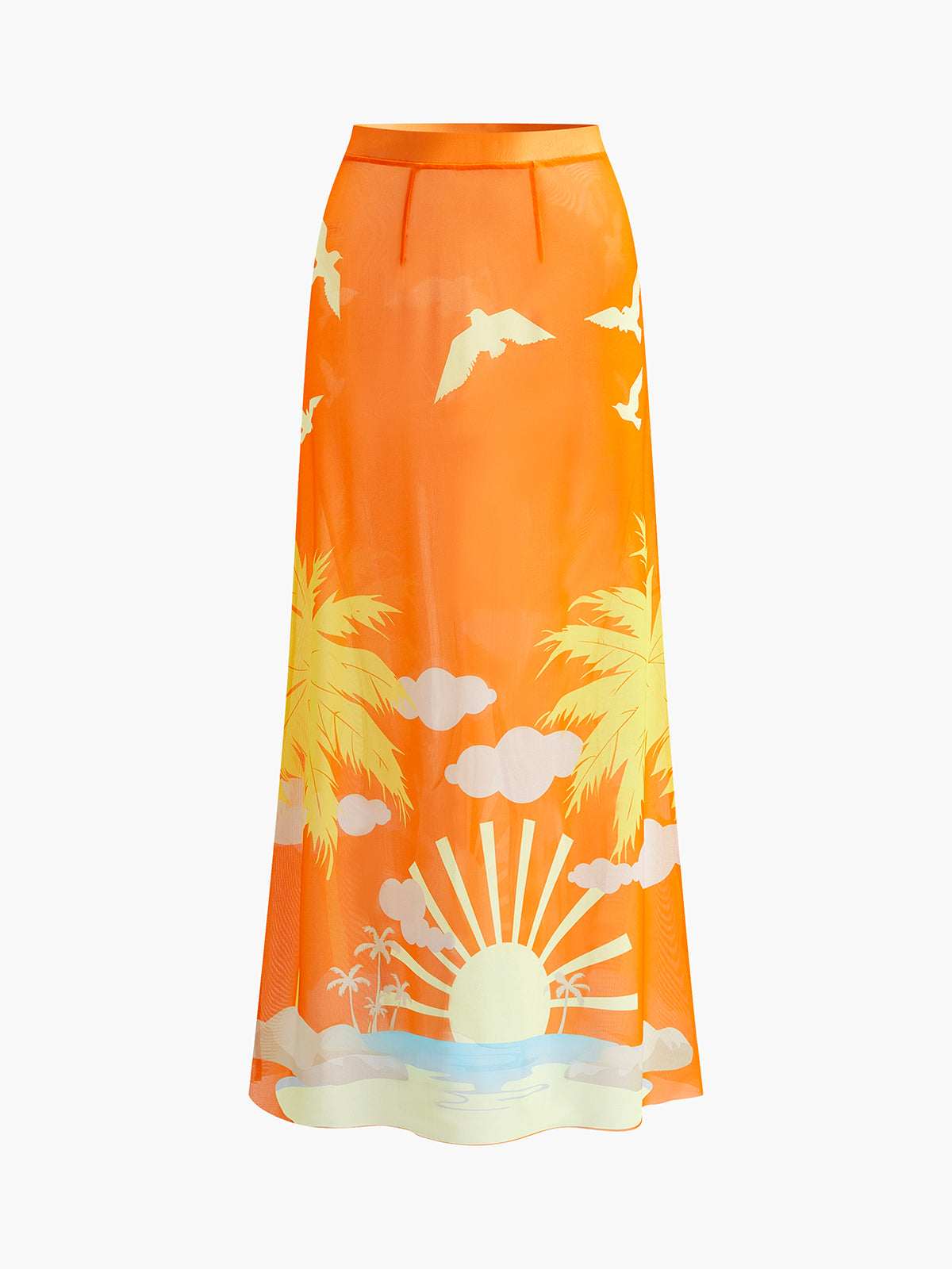 Tropical Print Cover-Up Skirt-Massicos