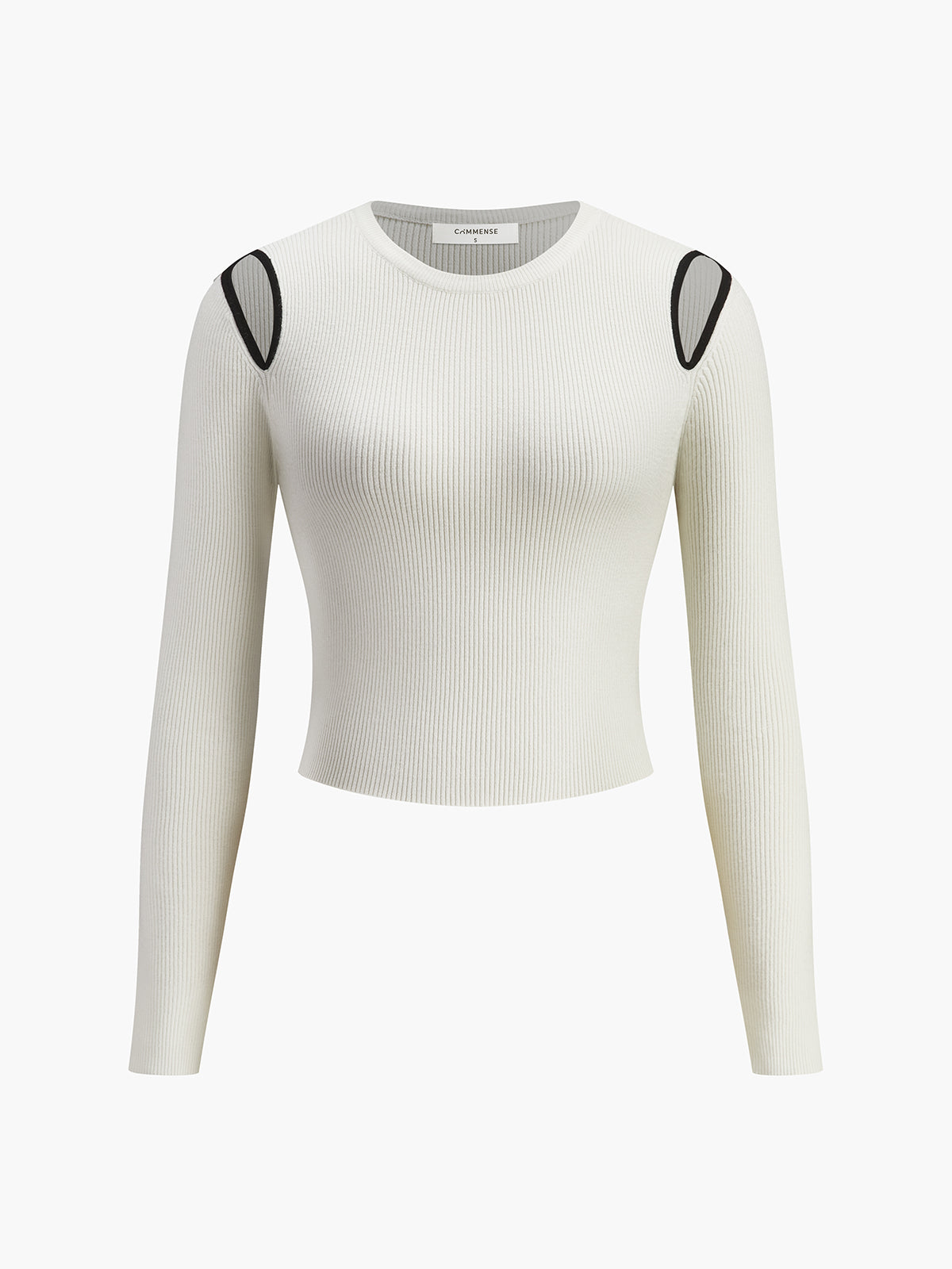 Shoulder-Cutout Ribbed Crop Sweater-Massicos
