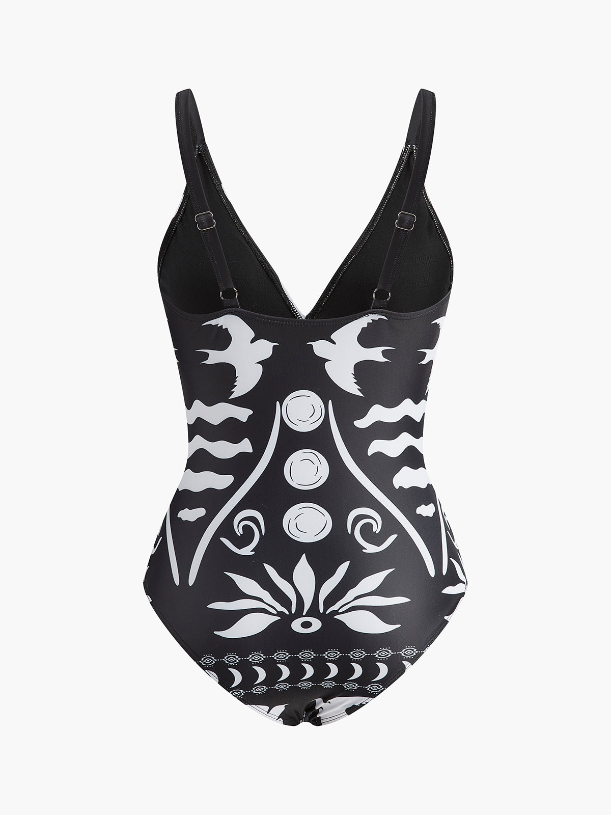 Printed Cutout V-Neck One-Piece Swimsuit-Massicos