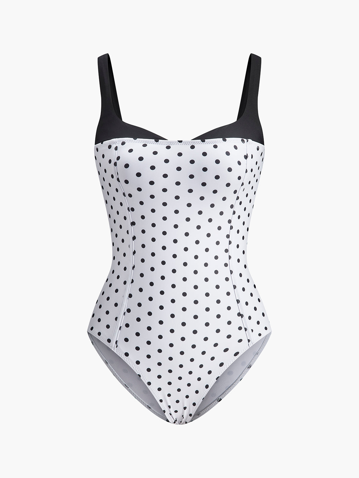 Polka Dot Contrast One-Piece Swimsuit-Massicos
