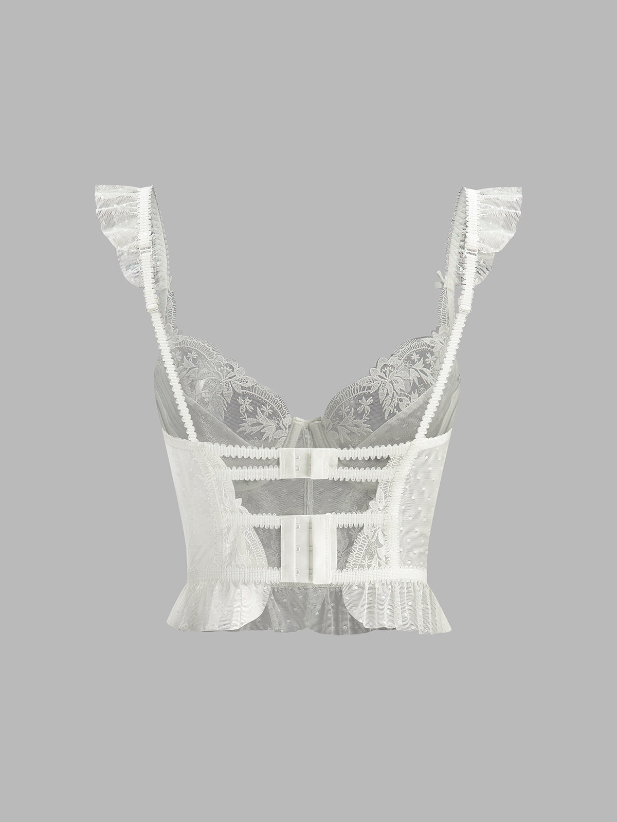 Floral Sheer Lace Mesh Corset Crop Top-Massicos