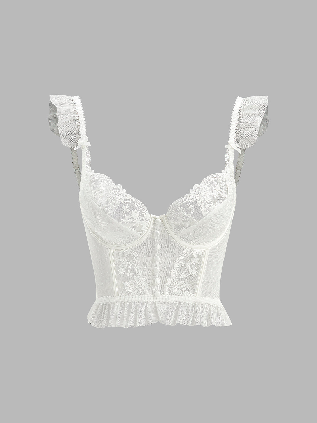 Floral Sheer Lace Mesh Corset Crop Top-Massicos