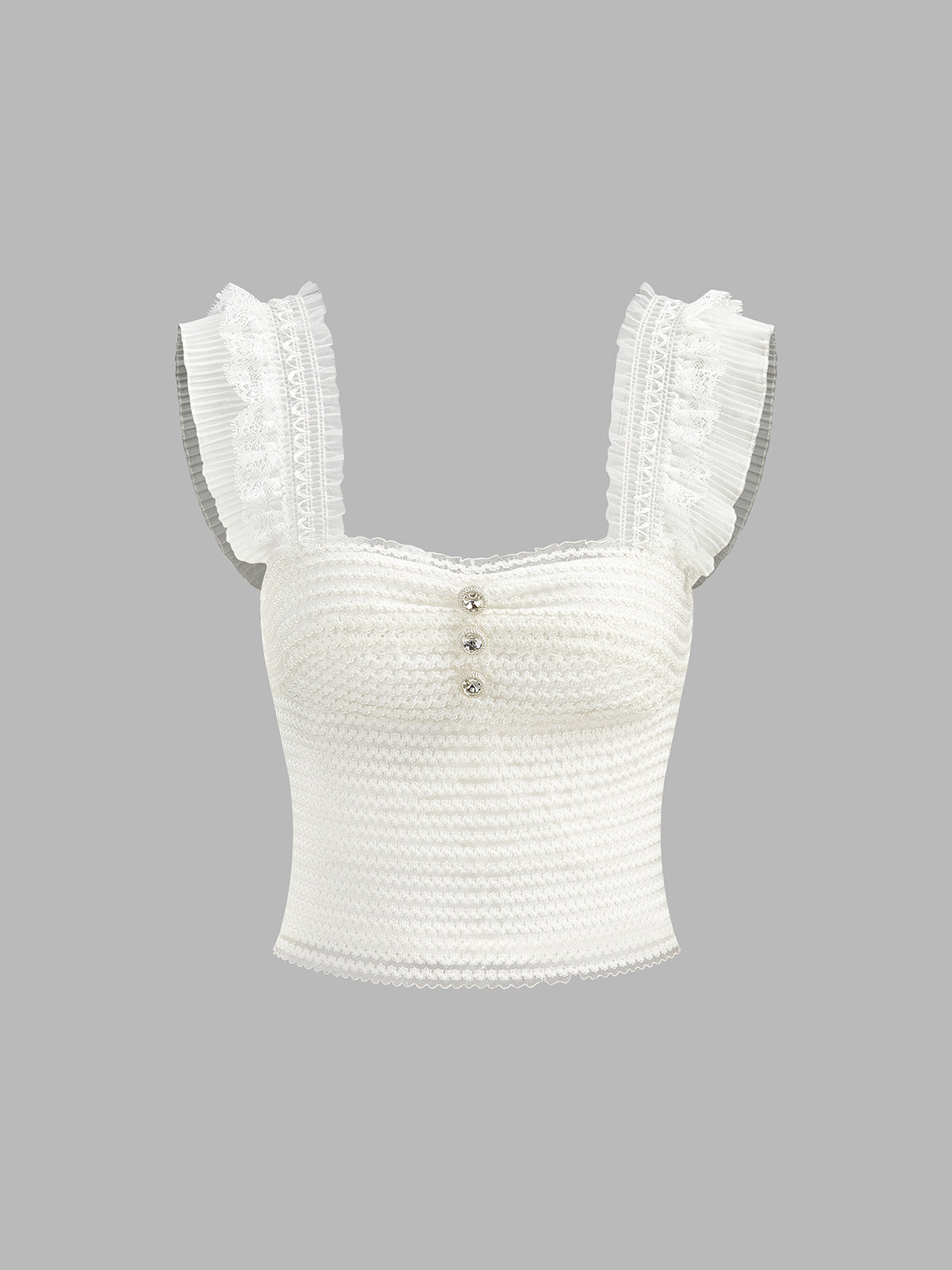 Ruffled Strap Buttoned Smocked Top-Massicos