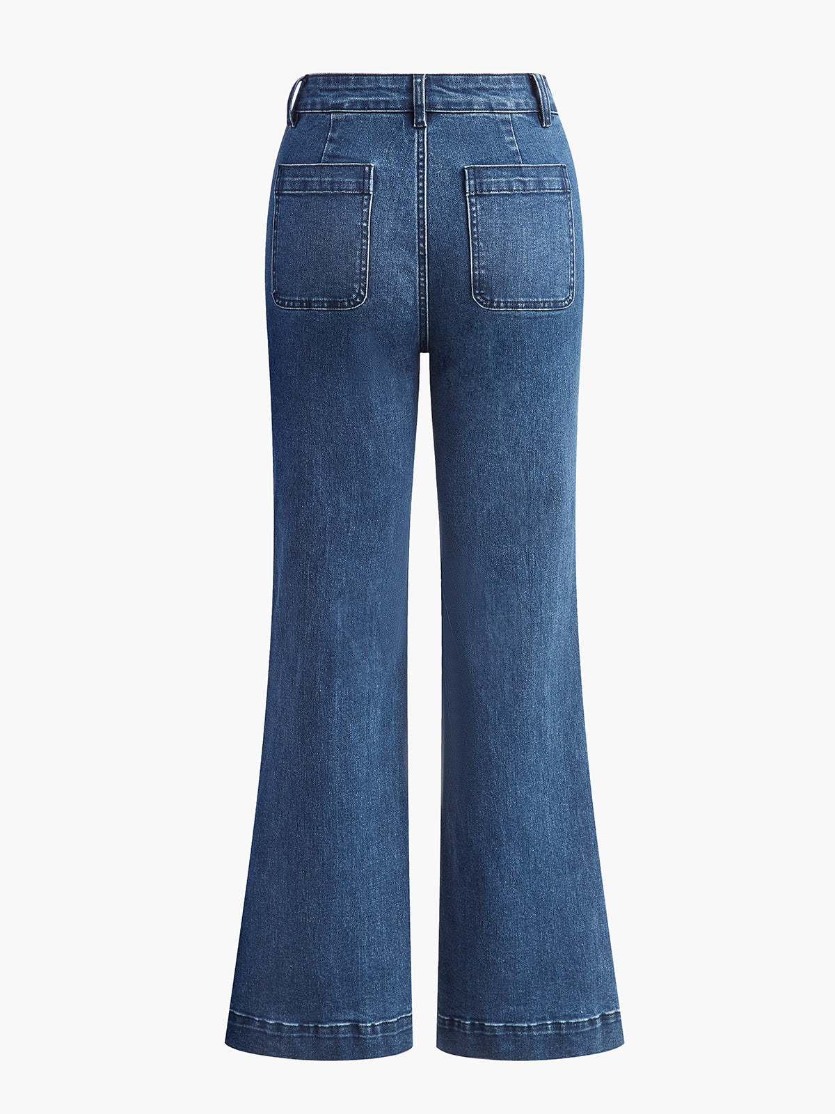 High-Waist Pocket Detail Wide-Leg Jeans-Massicos