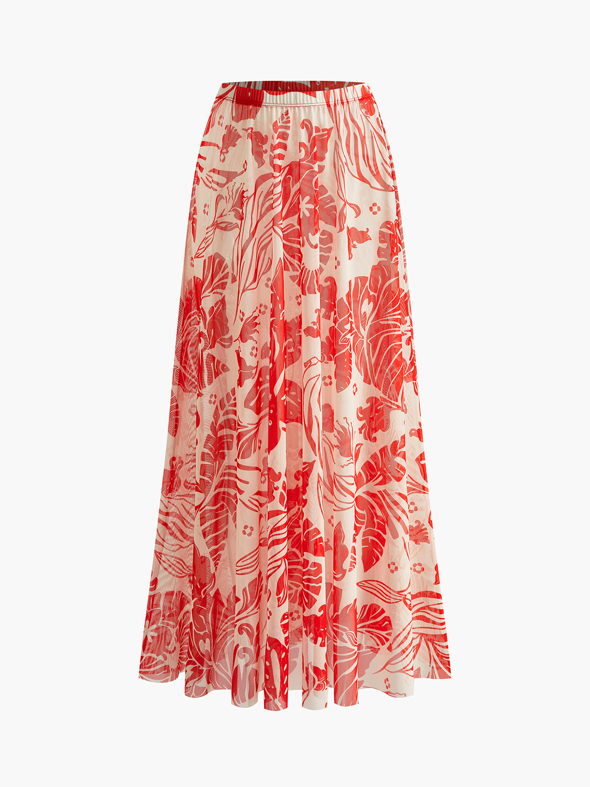 Mesh Printed Cover-Up Skirt-Massicos