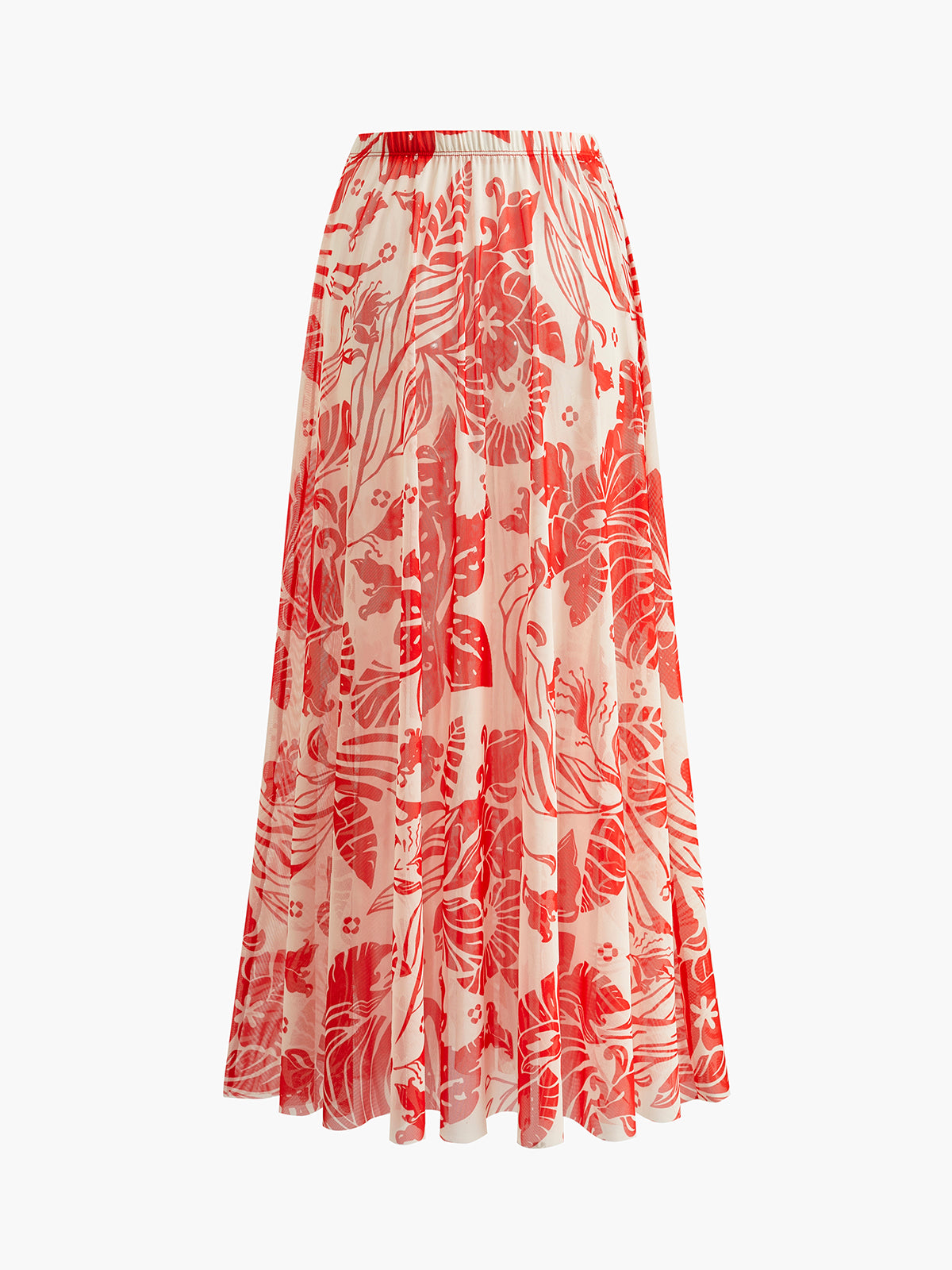 Mesh Printed Cover-Up Skirt-Massicos