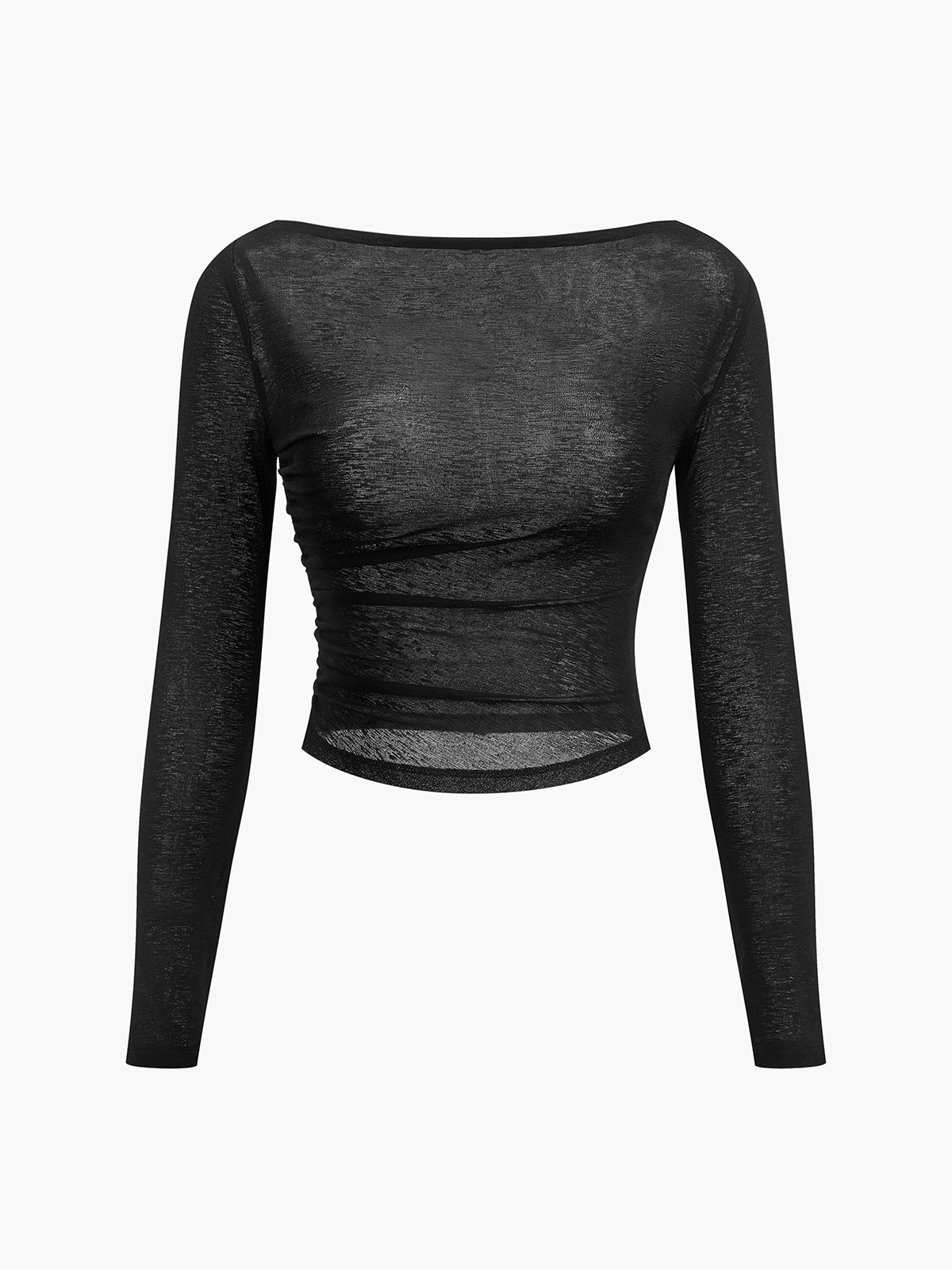 Straight Neck Sheer Panel Jersey Top-Massicos