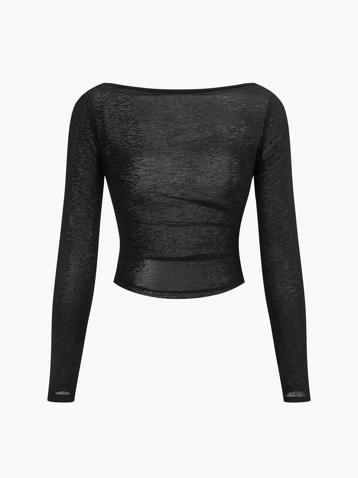 Straight Neck Sheer Panel Jersey Top-Massicos