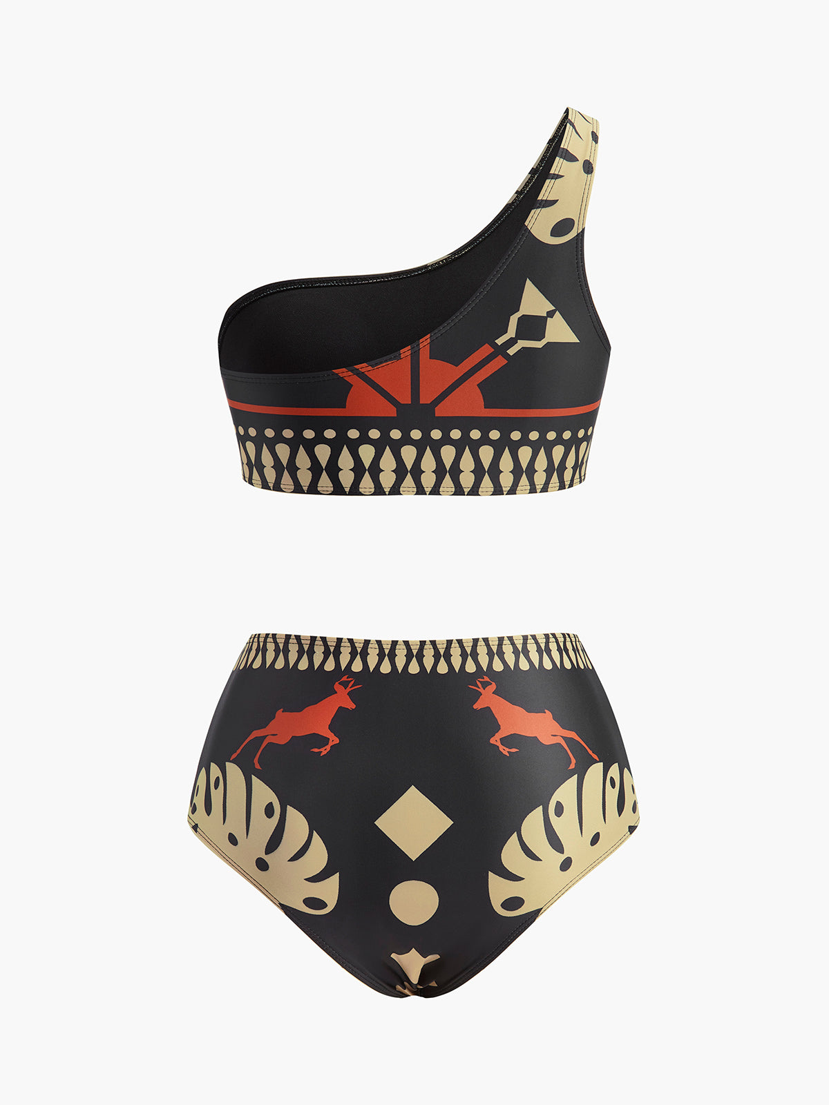 Tribal Print One-Shoulder Bikini Set-Massicos