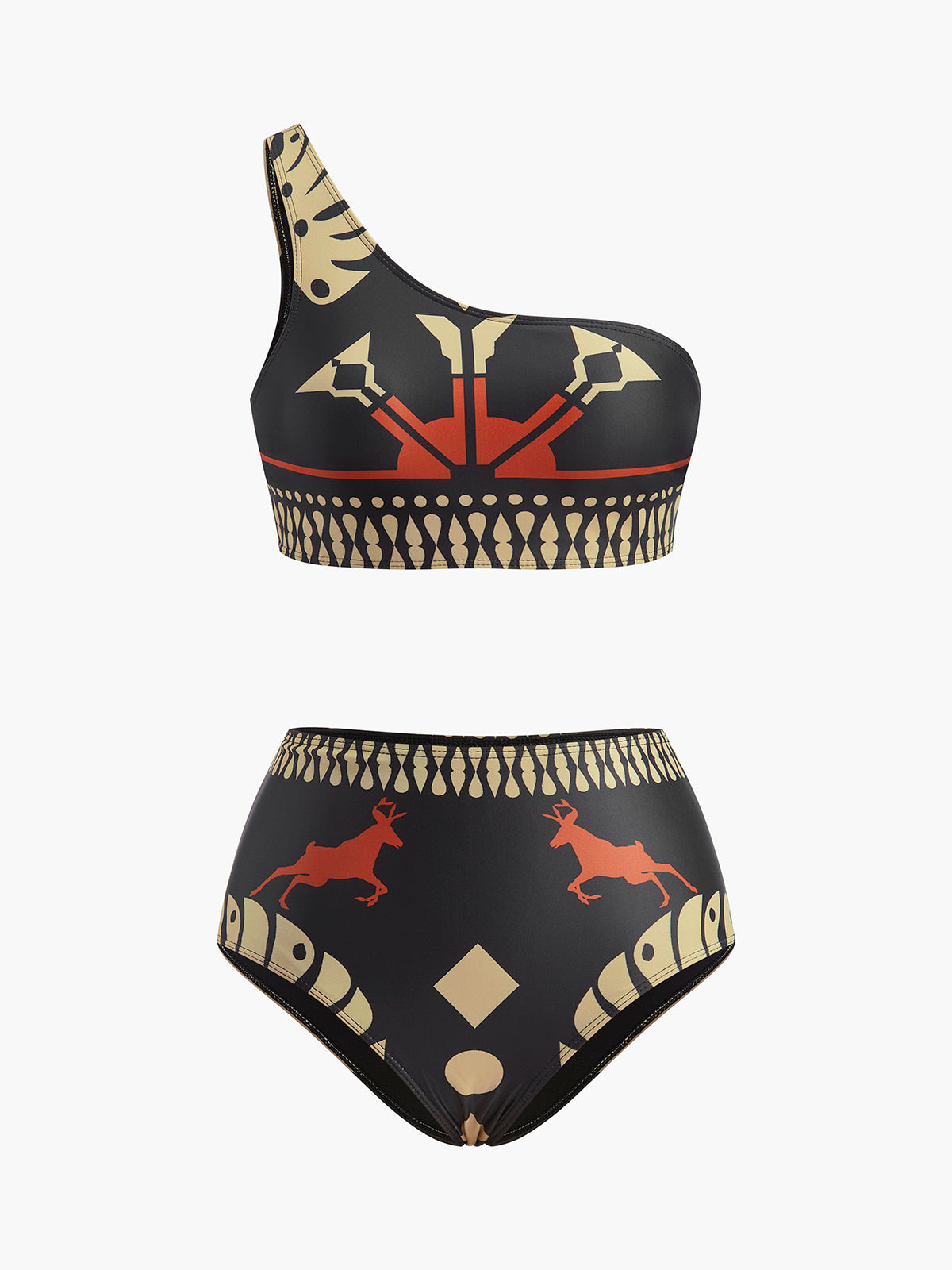 Tribal Print One-Shoulder Bikini Set-Massicos