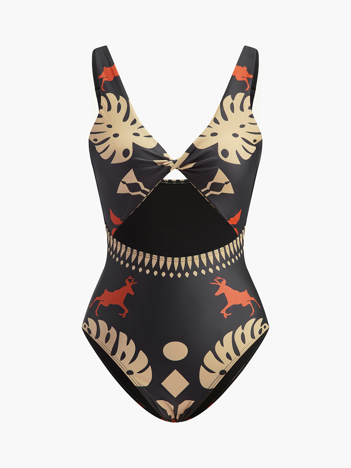 Printed Cutout One-Piece Swimsuit-Massicos