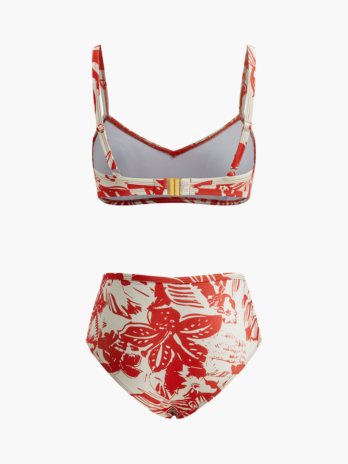 Tropical Print Metal Clasp Bikini Set-Massicos