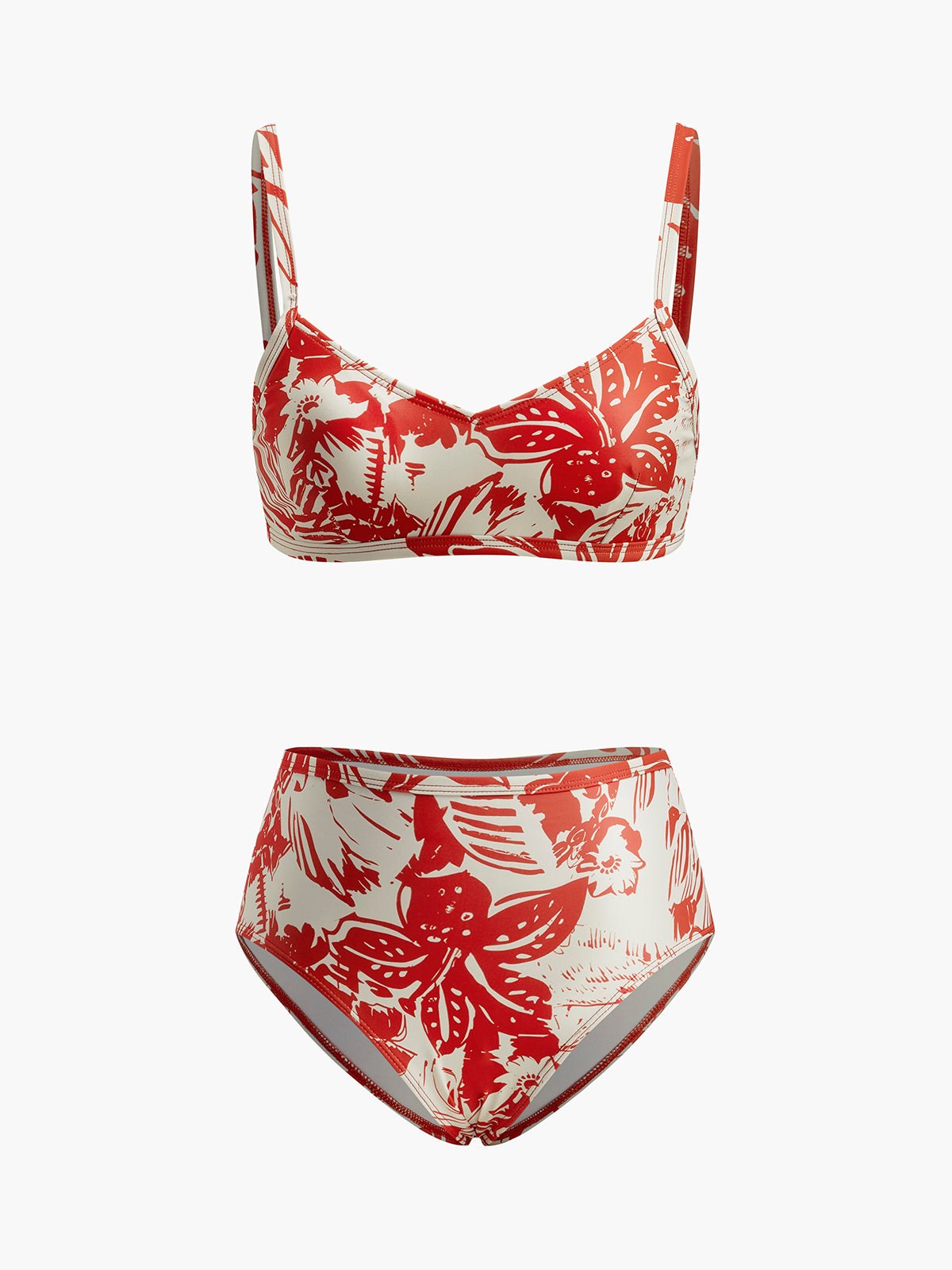 Tropical Print Metal Clasp Bikini Set-Massicos