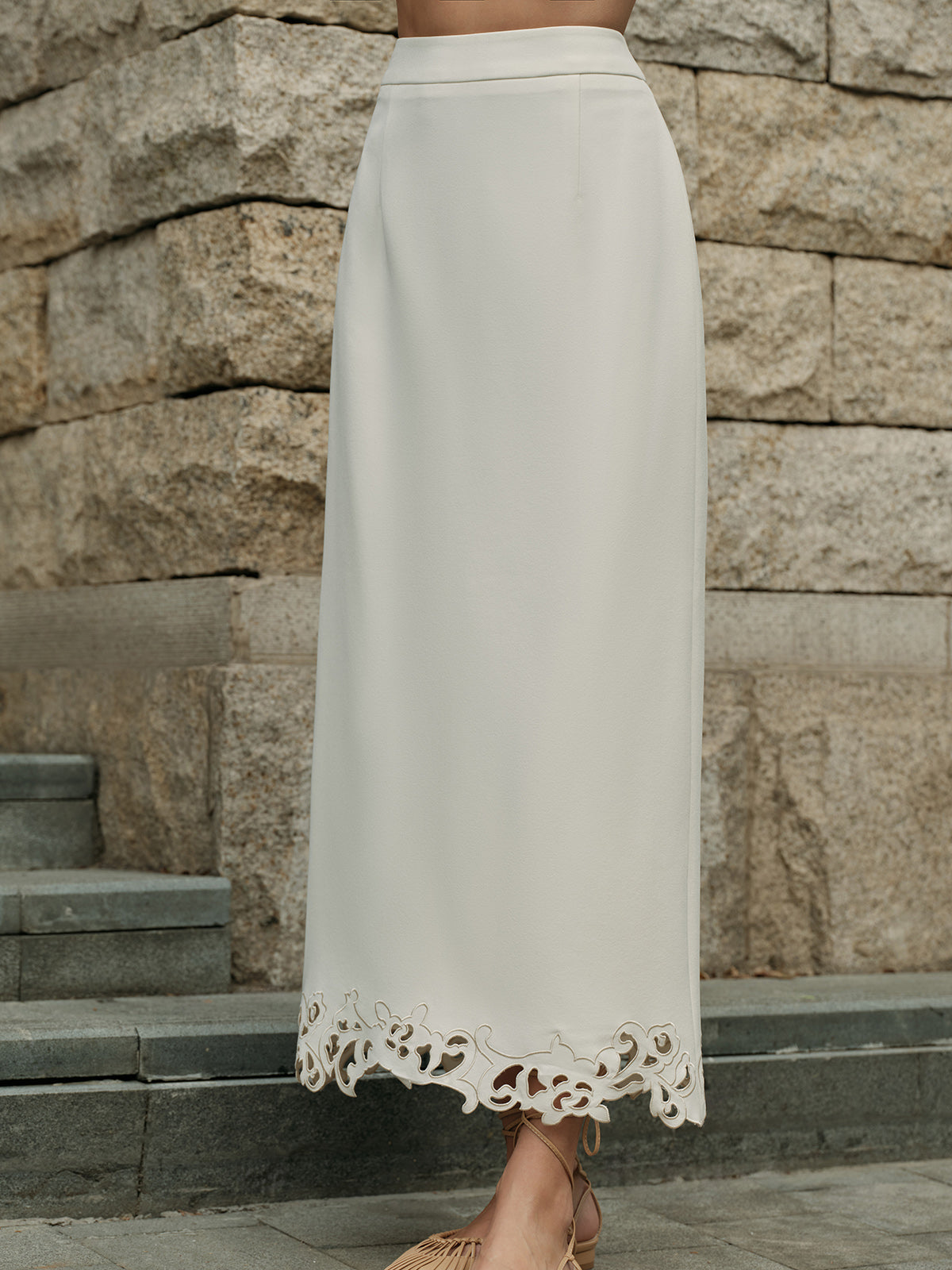 3D Embroidered A-Line Skirt-Massicos