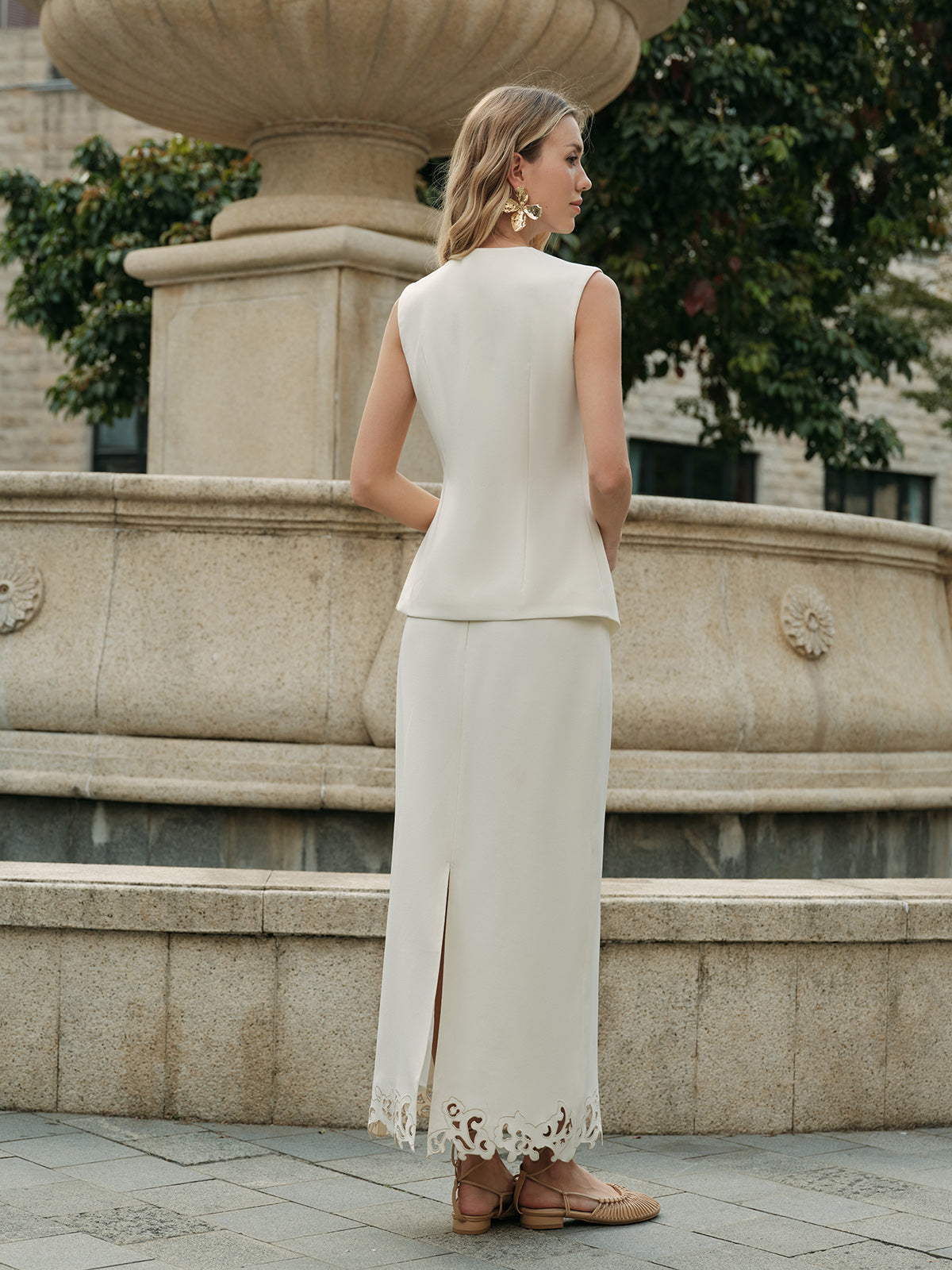 3D Embroidered A-Line Skirt-Massicos