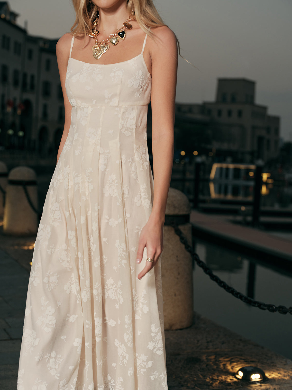 Floral Jacquard Long Dress-Massicos