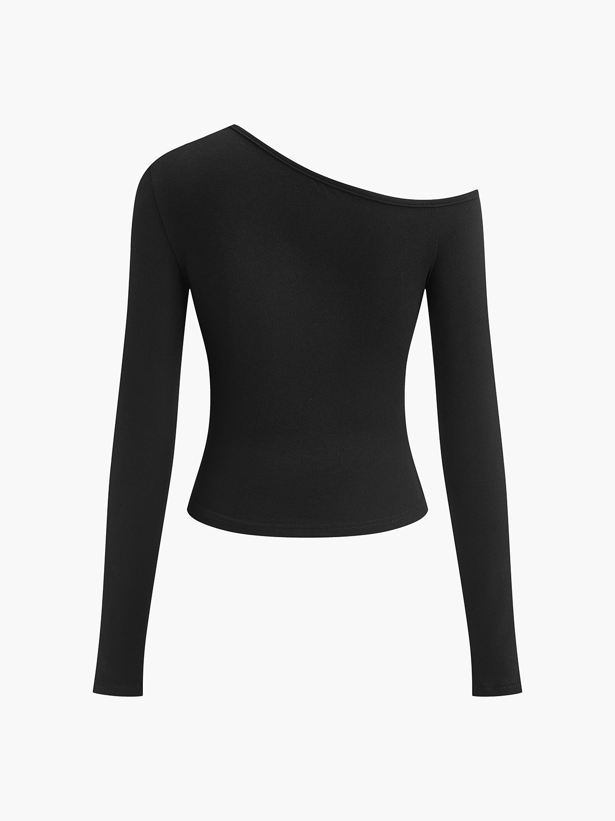 Cut Out Asymmetric Off Shoulder Slinky Long Sleeve Shirt-Massicos
