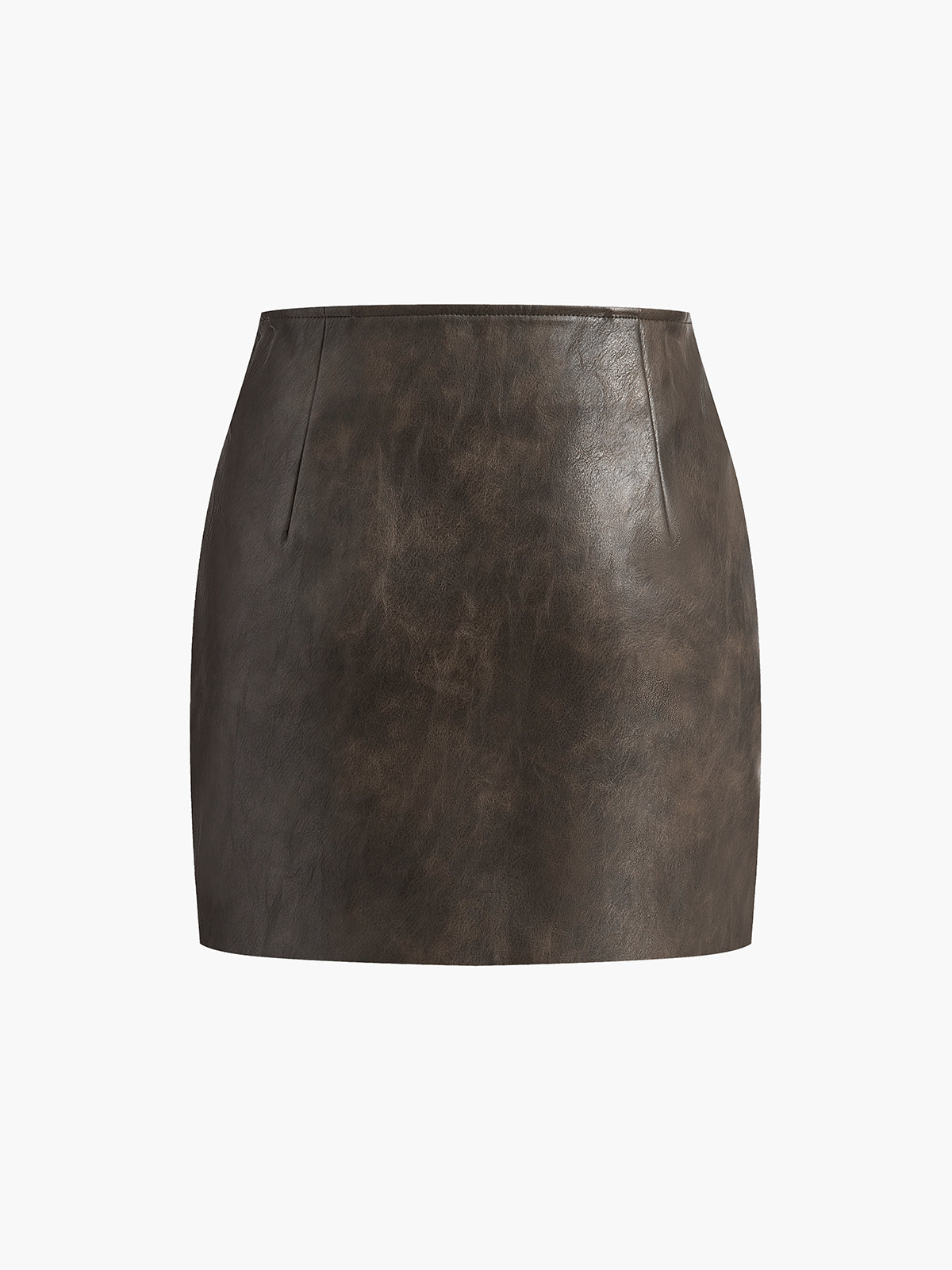 Retro Faux Leather Pockets Skirt-Massicos