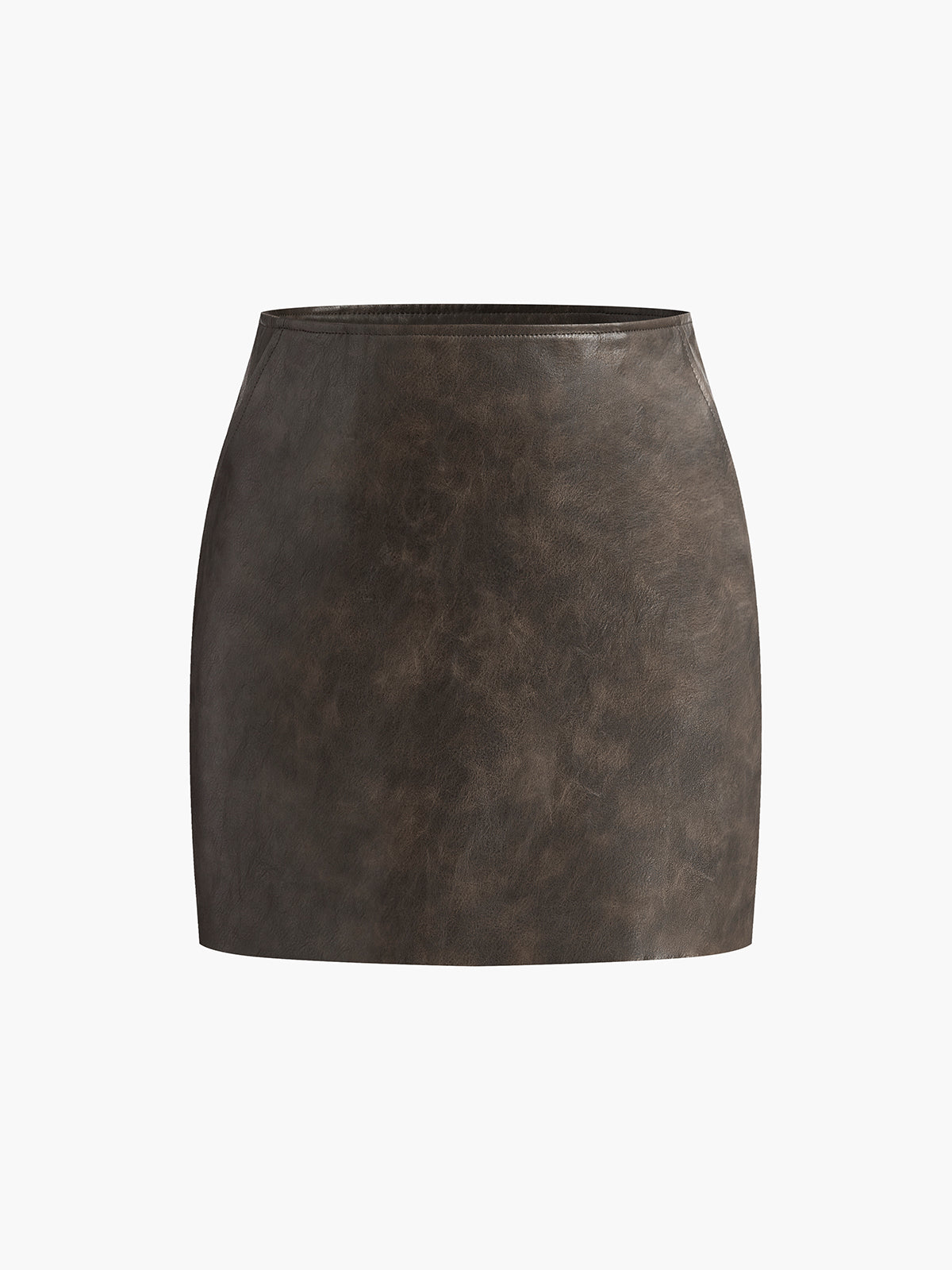 Retro Faux Leather Pockets Skirt-Massicos