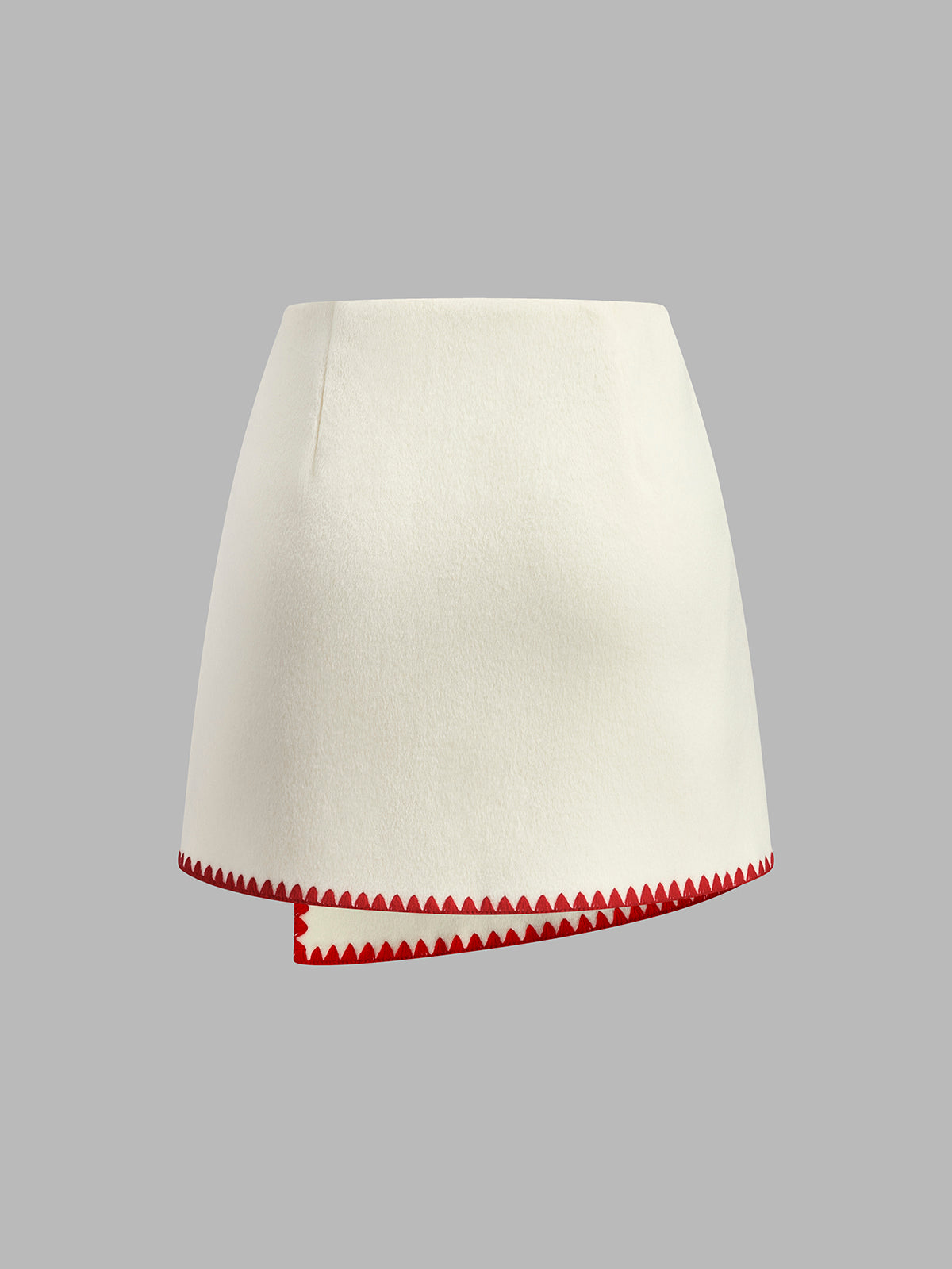 Contrast Embroidered Trim Tweed Skirt-Massicos