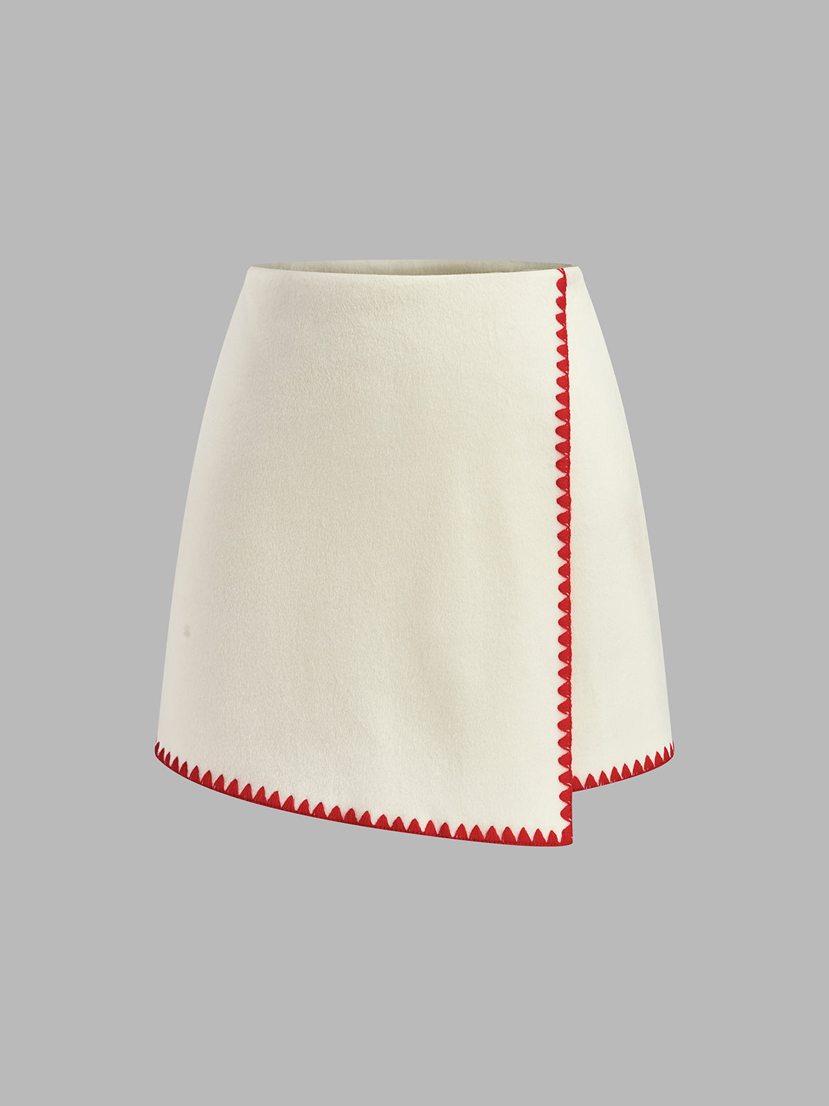 Contrast Embroidered Trim Tweed Skirt-Massicos