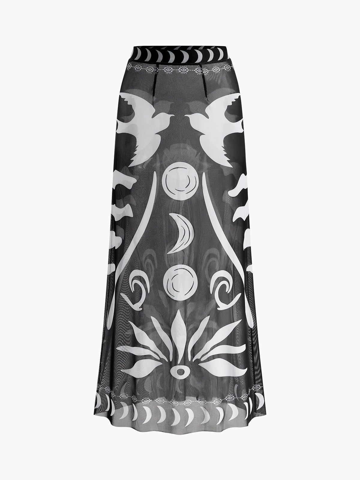 Sheer Printed Mesh Beach Cover-Up Skirt-Massicos