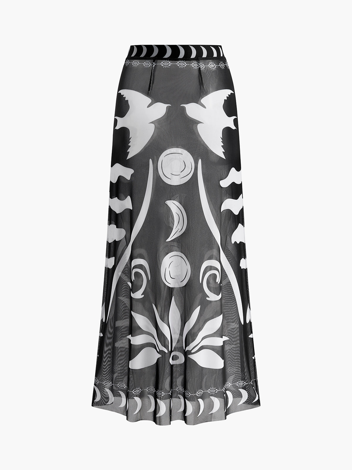Sheer Printed Mesh Beach Cover-Up Skirt-Massicos