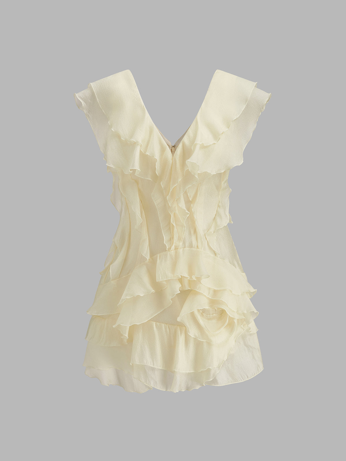 Ruffled Silk Dress Without Belt-Massicos