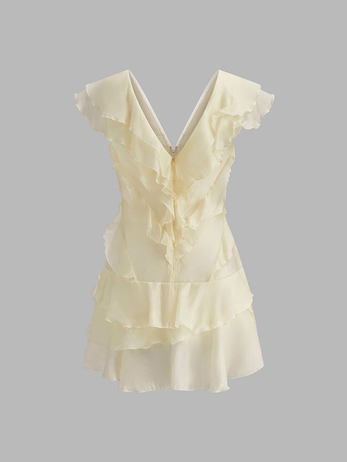 Ruffled Silk Dress Without Belt-Massicos