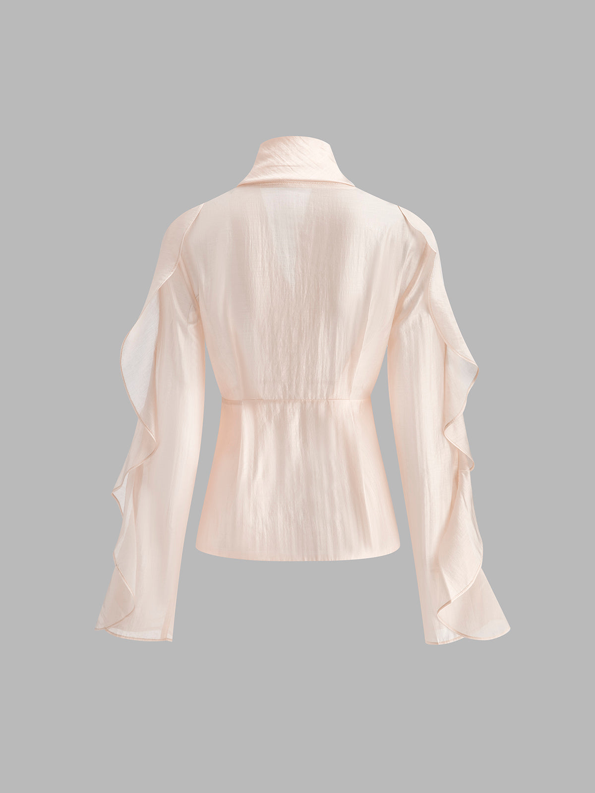 Semi-Sheer Chiffon V-Neck Ruched Blouse-Massicos